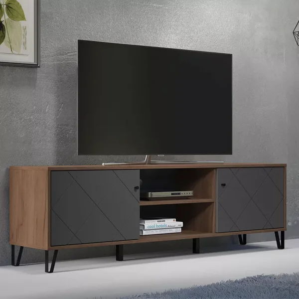 Meuble TV avec 2 portes et 2 niches L183 cm - Montez
