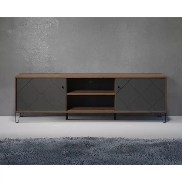 Meuble TV avec 2 portes et 2 niches L183 cm - Montez