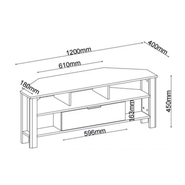 Meuble TV d'Angle 1 Tiroir Décor Chêne - L120 cm