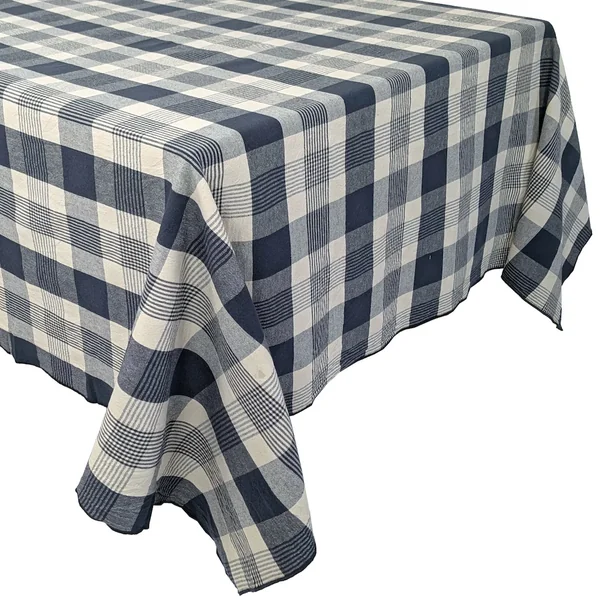 Nappe rectangle 160x200 cm NESS en coton fil teint à carreaux caviar