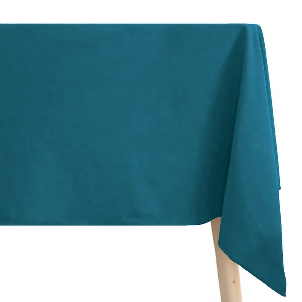 Nappe rectangulaire 100% coton lavé 160x250 cm HONO bleu lagon finition point bourdon
