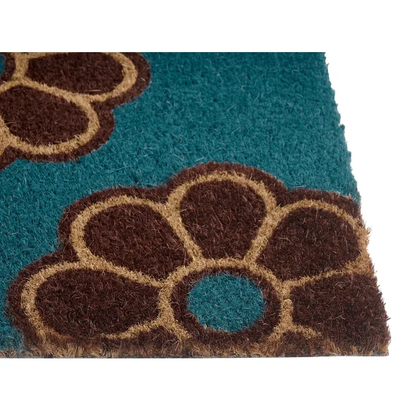 Paillasson KULIK Bleu 50 x 80 cm Fleur Fibre de coco