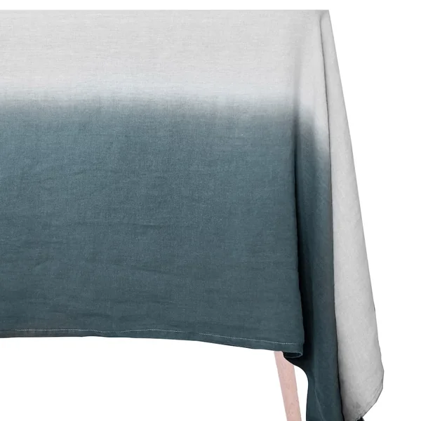 Pan de rideau 160x250 cm DEEPALI 100% lin lavé tie and dye bleu granit