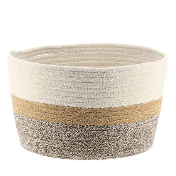 Panier de rangement ovale coton naturel tricolore 32x20x32cm