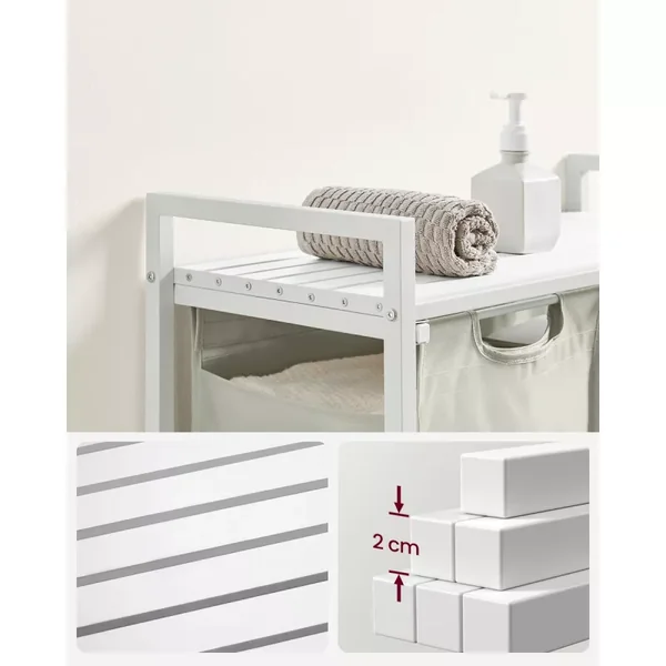 Panier à linge 2 compartiments coulissants gris clair - L71 cm
