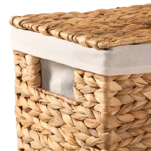 Panier à linge étroit avec couvercle en jacinthe d'eau L21 cm - MAYA
