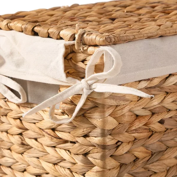 Panier à linge étroit avec couvercle en jacinthe d'eau L21 cm - MAYA
