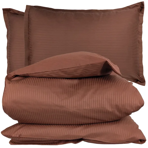 Parure 280x240 cm 50x70 cm satin GRAND HÔTEL 3 pièces marron cuir