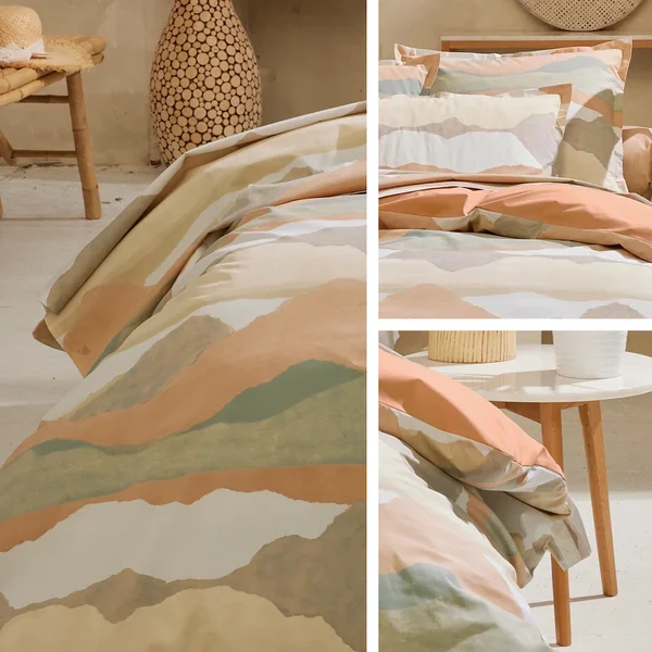 Parure 280x240 cm 65x65 percale coton LAND CRAIE multicolore 3 pièces