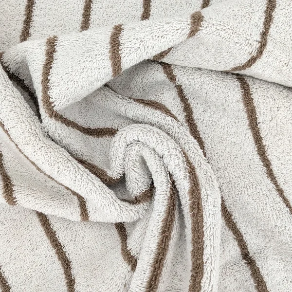 Parure de bain 7 pièces collection PURE LIGHT motif rayures pur coton marron