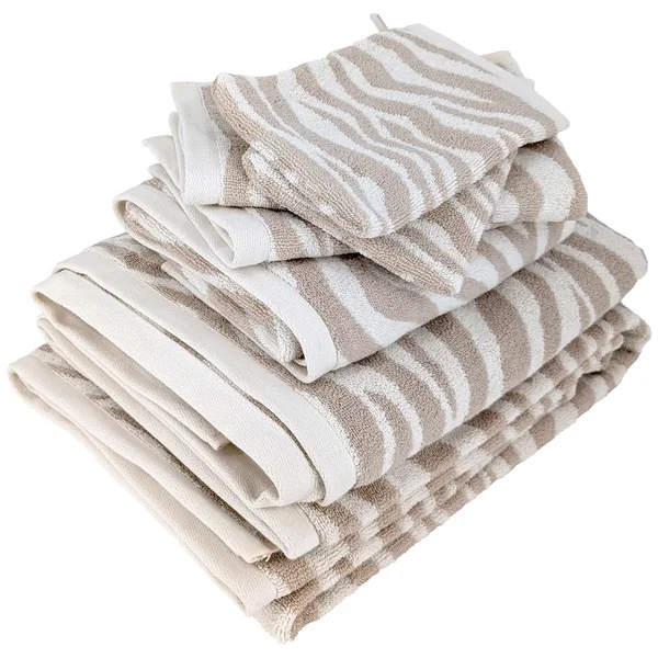 Parure de bain 7 pièces ZEBRA SOFT motif zèbre pur coton beige