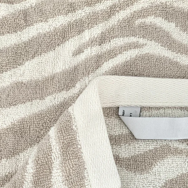 Parure de bain 7 pièces ZEBRA SOFT motif zèbre pur coton beige