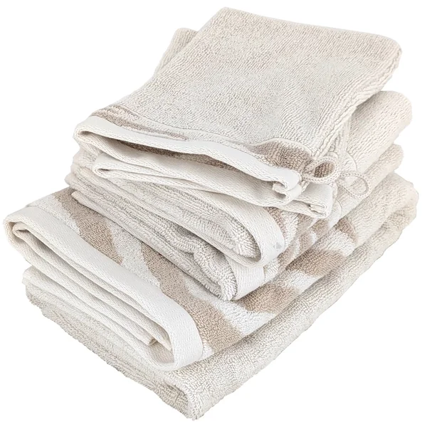 Parure de bain par 4 ZEBRA SOFT uni bord zèbre beige