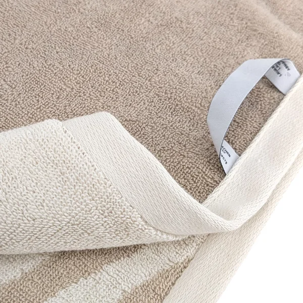 Parure de bain par 4 ZEBRA SOFT uni bord zèbre beige