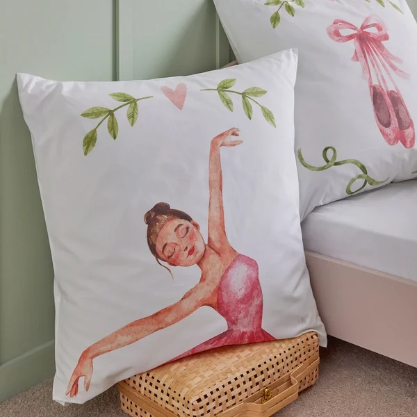 Parure de lit 140x200 cm 65x65 cm percale GISELLE rose 2 pièces
