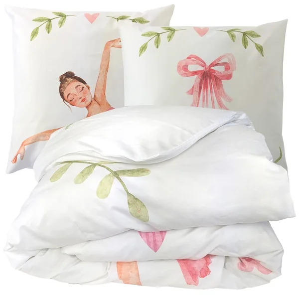 Parure de lit 200x200 cm 65x65 cm percale GISELLE rose 2 pièces