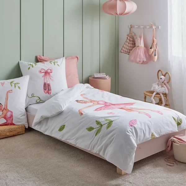 Parure de lit 200x200 cm 65x65 cm percale GISELLE rose 2 pièces