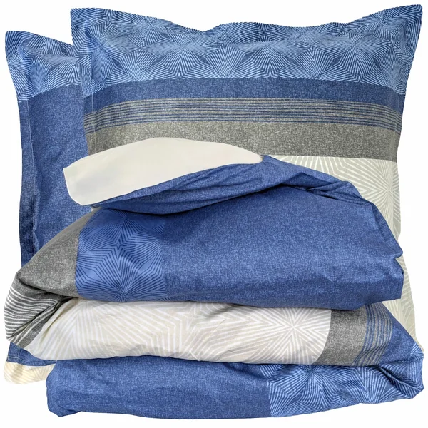 Parure de lit 200x200 cm 65x65 cm satin de coton TIAGO bleu Indigo