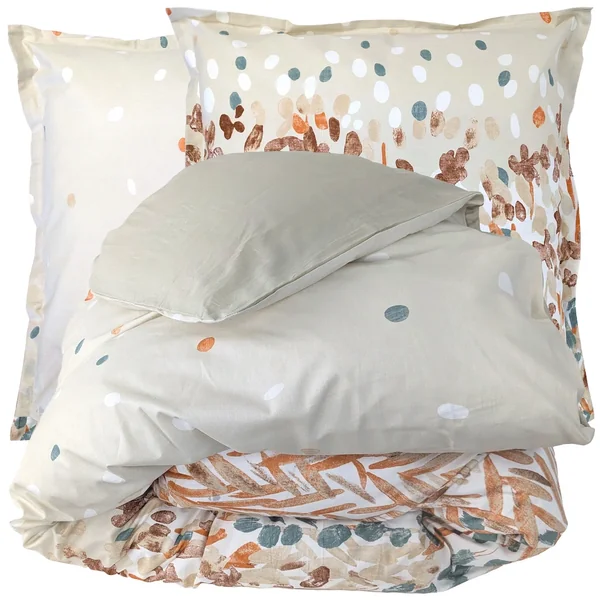 Parure de lit 240x220 cm 65x65 cm 100% coton ÉVASION pêche 3 pièces