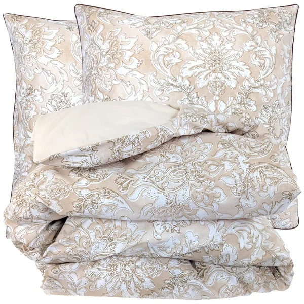 Parure de lit 240x220 cm 65x65 cm percale de coton PALAZZO beige 3 pièces
