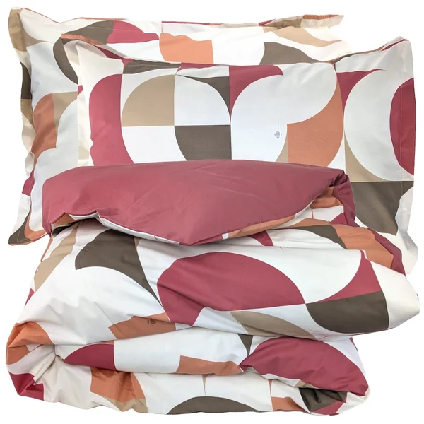 Parure de lit 280x240 cm 50x70 cm percale MODULO acajou 3 pièces