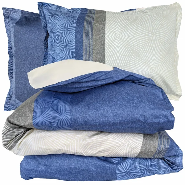 Parure de lit 300x240 cm 50x70 cm en satin de coton TIAGO bleu Indigo