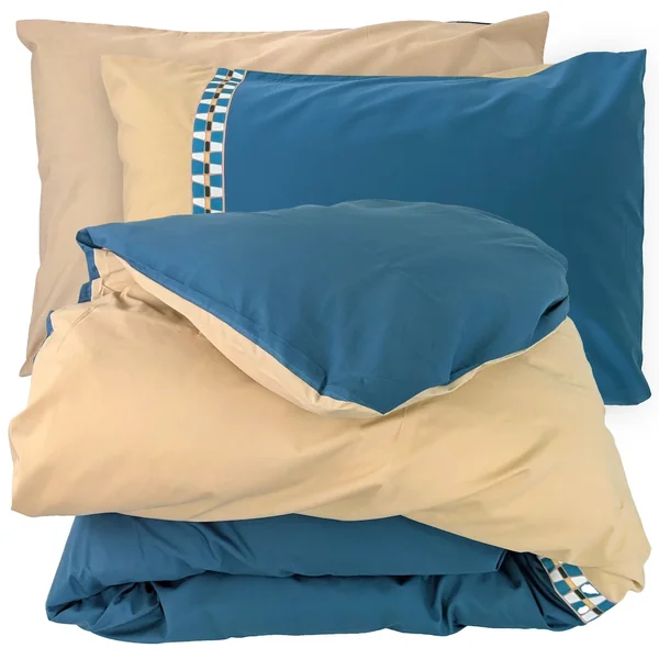 Parure de lit 3 pièces : housse 200x200 cm et taies 50x70 cm en percale de coton LINOA bleu cobalt