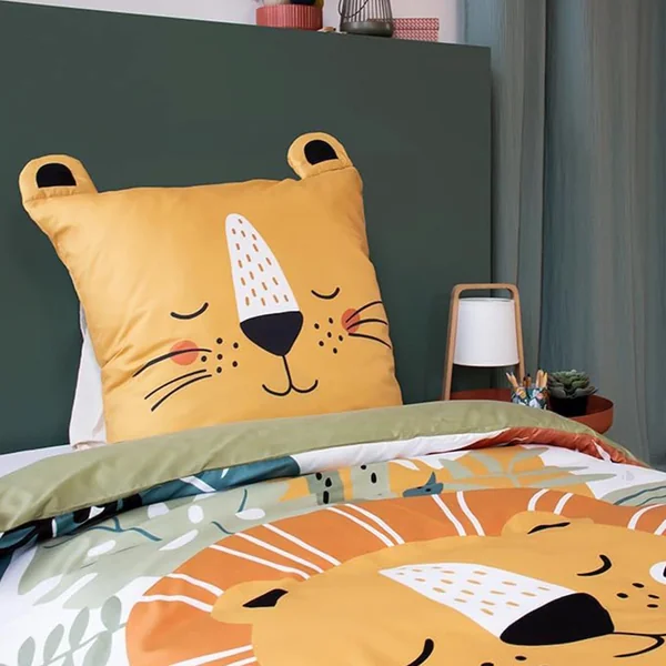 Parure de lit enfant 140x200 cm microfibre REY le lion roi de la jungle