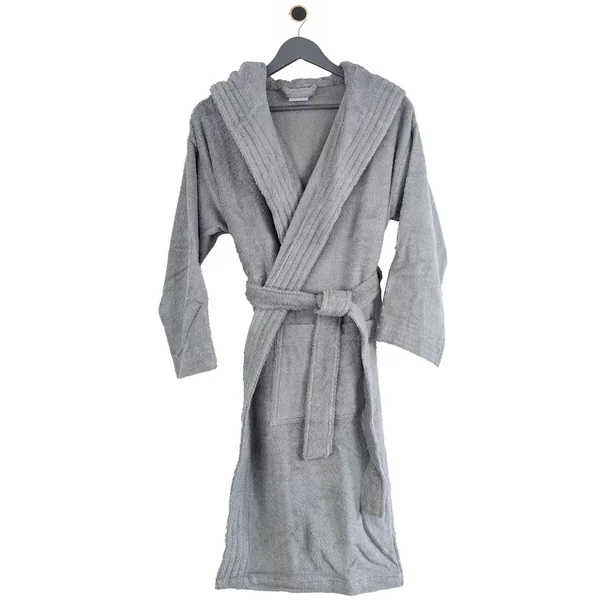 Peignoir à capuche adulte PURE coton M hauteur courte gris argent