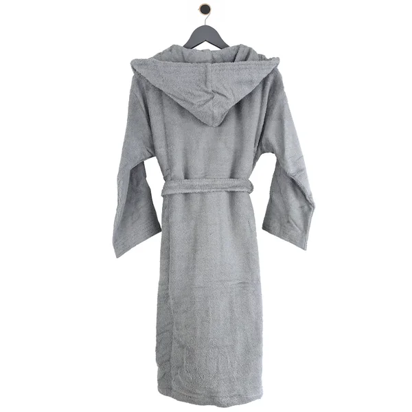 Peignoir à capuche adulte PURE coton M hauteur courte gris argent