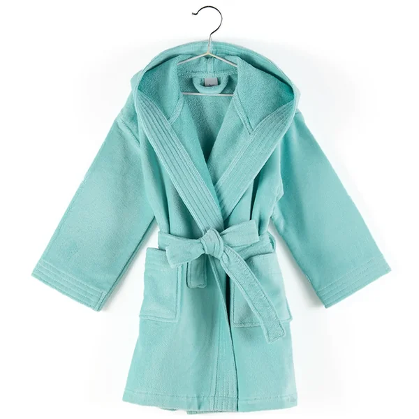 Peignoir à capuche enfant COOL coton 14 ANS velours vert Aguaverde