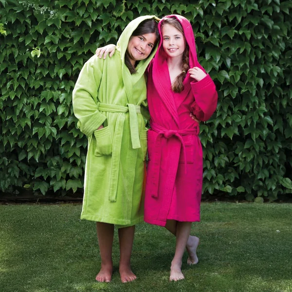 Peignoir à capuche enfant COOL coton 4 ANS velours vert Pistache
