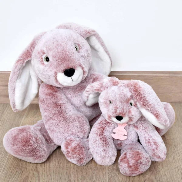 Peluche 25 cm en 100% polyester collection SWEETY MOUSSE lapin rose