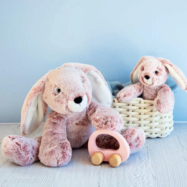 Peluche 25 cm en 100% polyester collection SWEETY MOUSSE lapin rose