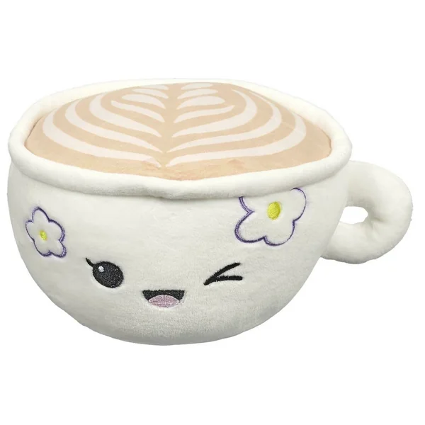 Peluche en polyester forme tasse de café collection KAWAII blanc