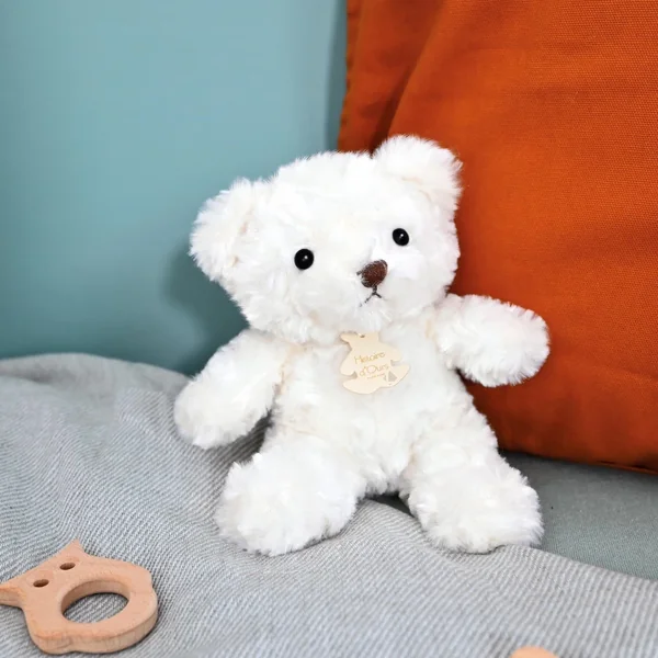 Peluche ours 21 cm polyester collection OURS VINTAGE blanc