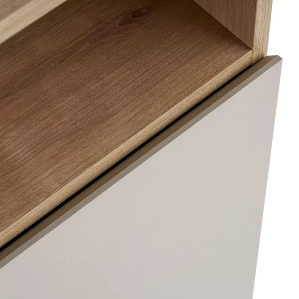 Petit buffet 2 portes 1 niche décor cachemire et bois L80 cm - OLIVER
