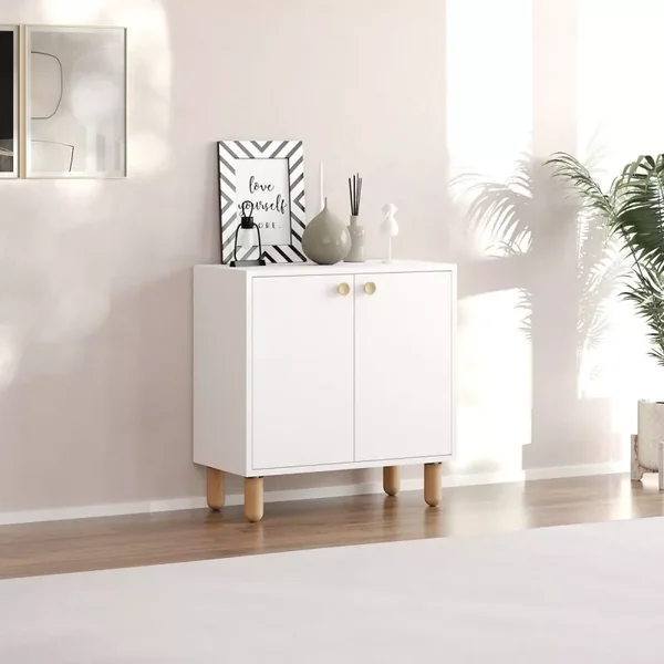 Petit buffet 2 portes avec pieds en hêtre massif L72 cm - LINA