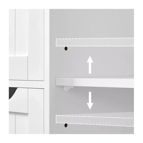 Petit meuble de rangement 1 porte et 3 tiroirs blanc - L60 cm