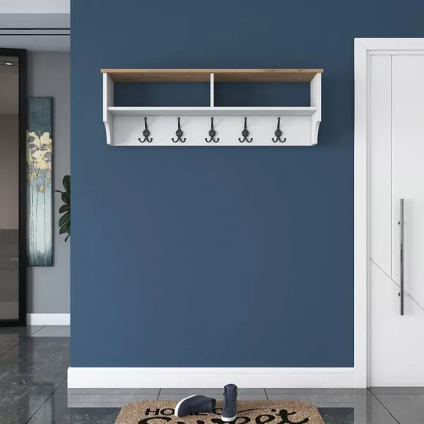 Porte manteau 2 niches et 5 patères L120 cm - BROOKE