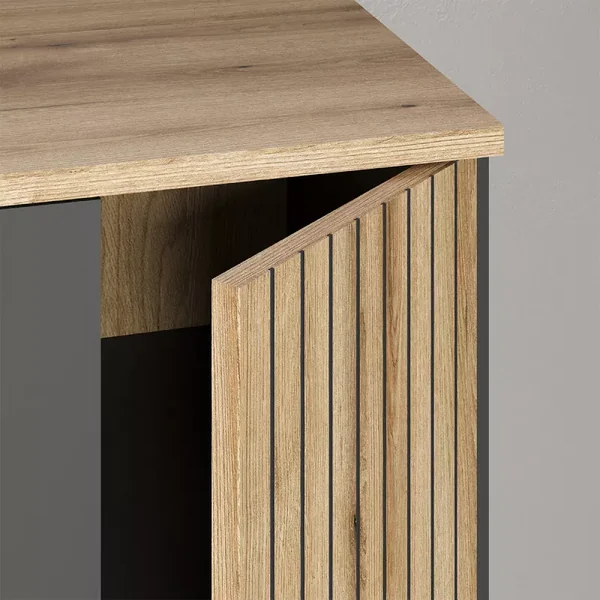 Rangement vitré suspendu, 2 portes dont une avec verre trempé L90 cm - Esteban