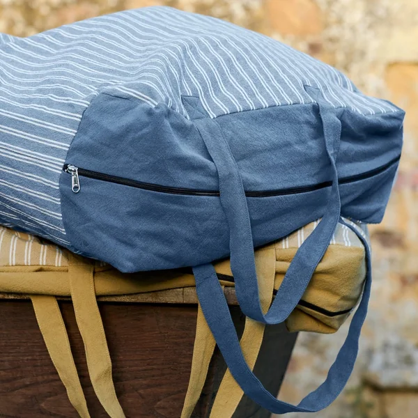 Sac de plage en coton 48x40 cm LILI DÉCO bleu marine