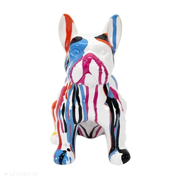 Statue bouledogue français collection GALERIE D'ART multicolore