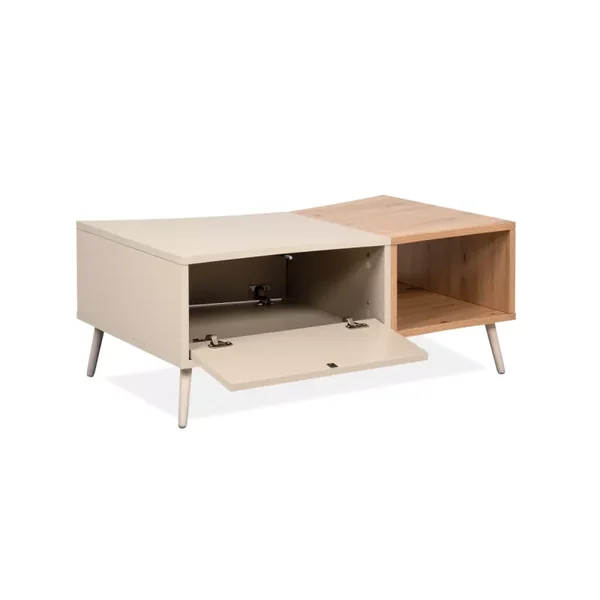 Table basse 1 porte décor sable et chêne L94 cm MYR