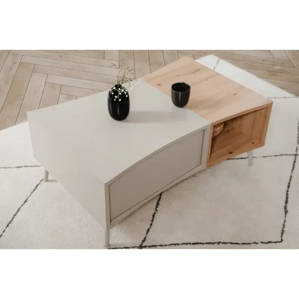Table basse 1 porte décor sable et chêne L94 cm MYR