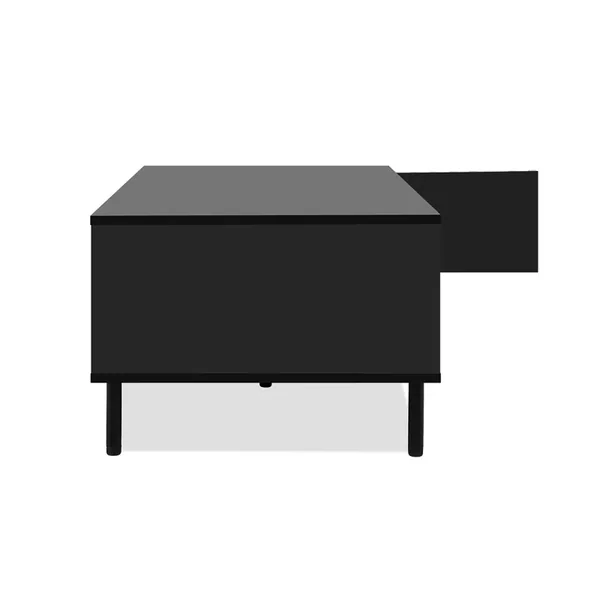 Table Basse 1 Porte Noir et Bois L110,5 cm - MONZA