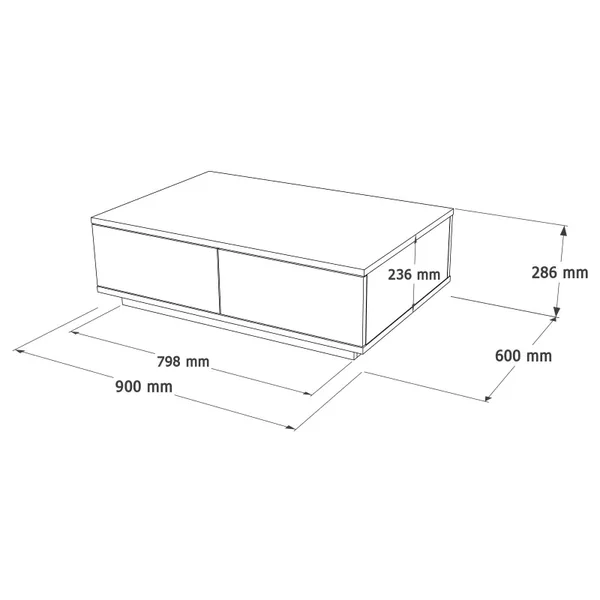 Table basse avec 2 portes rabattables décor pin et gris anthracite L90 cm