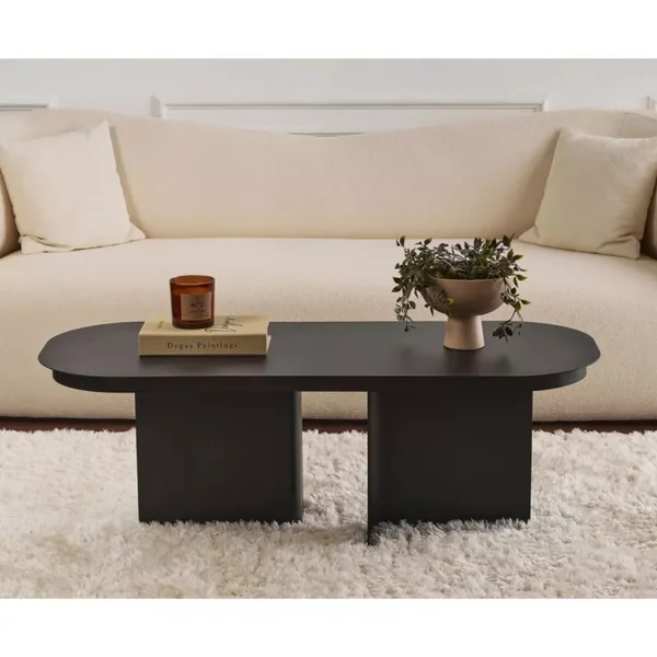 Table basse avec plateau aux bords arrondis et 2 pieds L120 cm - ALMA