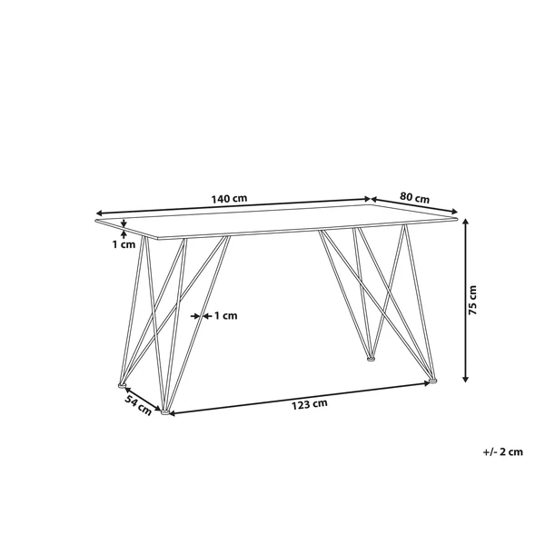 Table de repas KENTON Marbre noir 140 cm 80 cm Verre de sécurité
