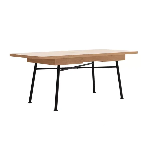Table extensible de 160 à 198 cm décor chêne et noir - NALA